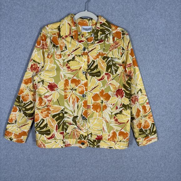 VTG Timbuktu Jacket Small Floral Cotton Stretch Maximalist Autumn Granny Cottage - Picture 1 of 10